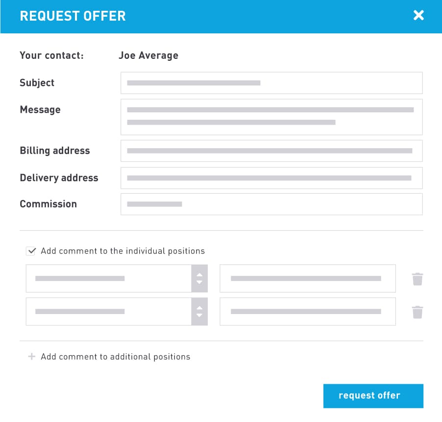 Request for quotation in the B2Bsellers Suite